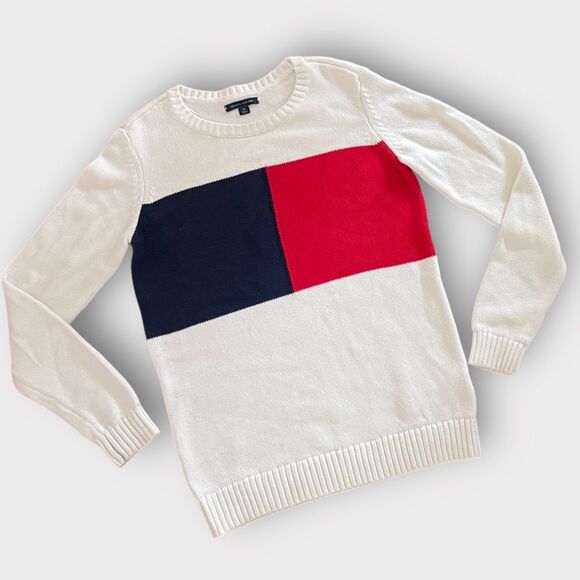 Tommy Hilfiger Logo Knit Sweater Sz S Preppy Yacht - Picture 1 of 4